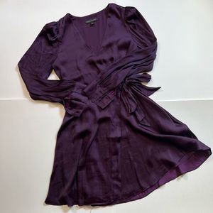 Banana Republic Satin Puff Sleeve Wrap Dress Purple Size 2